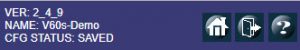 V60s web interface banner showing CFG STATUS: SAVED after the second save
